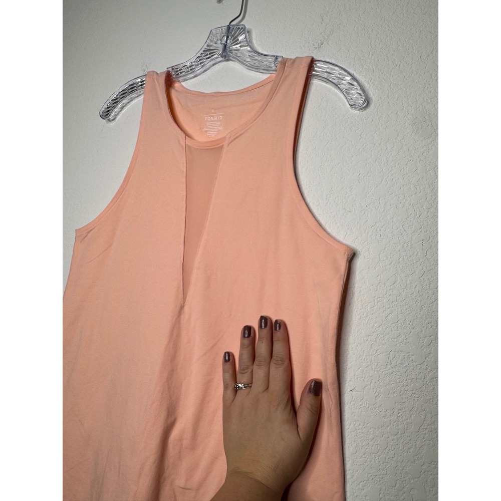 Torrid Womens‎ Light Pink Peach Mesh Inset Active Tank Top Size 0 / XL - Picture 4 of 7